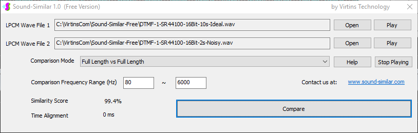 DTMF-1-SR44100-16Bit-10s_vs_2s-Ideal-vs-Noisy-SS