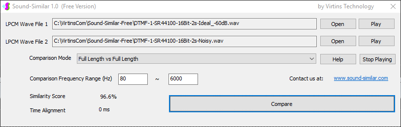 DTMF-1-SR44100-16Bit-2s-Ideal-vs-Noisy_-60dB_vs_0dB-SS